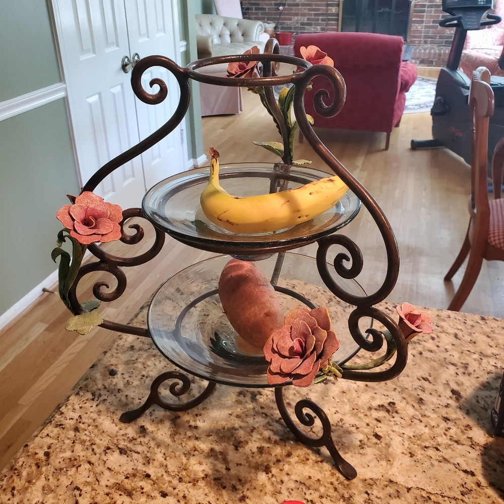 Janice Minor glass and iron decorative stand